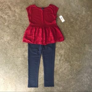 Nautica 2 piece set: jeggings and red top